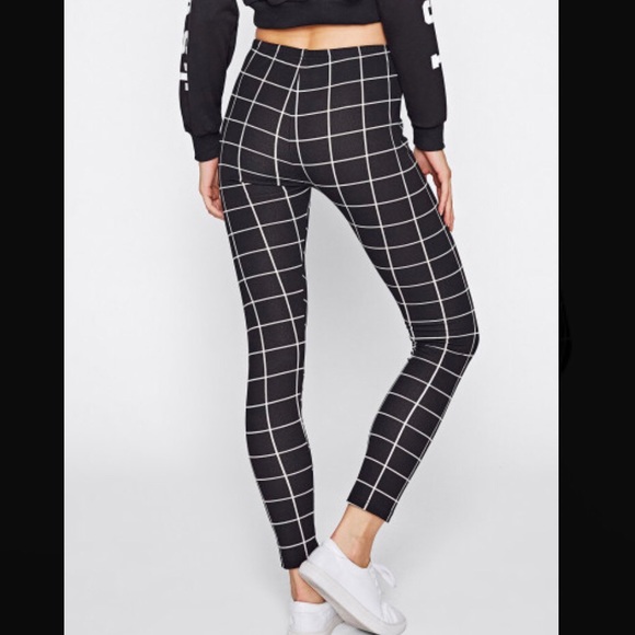 Skinny Pants / Leggings With Grid Design - Picture 3 of 6